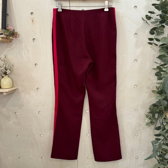 CINQ A SEPT Lana Piped Cropped Trousers Size 2 Rhubarb Camilla Red Crepe Pants - Picture 4 of 11